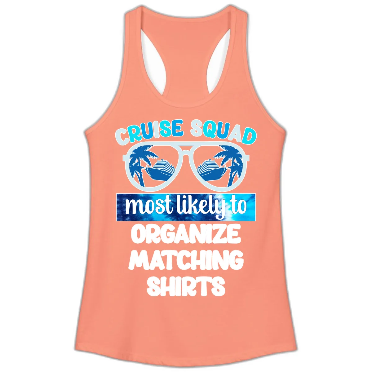 Cruise Squad Sunglasses Ladies Tank in Solid Light Orange