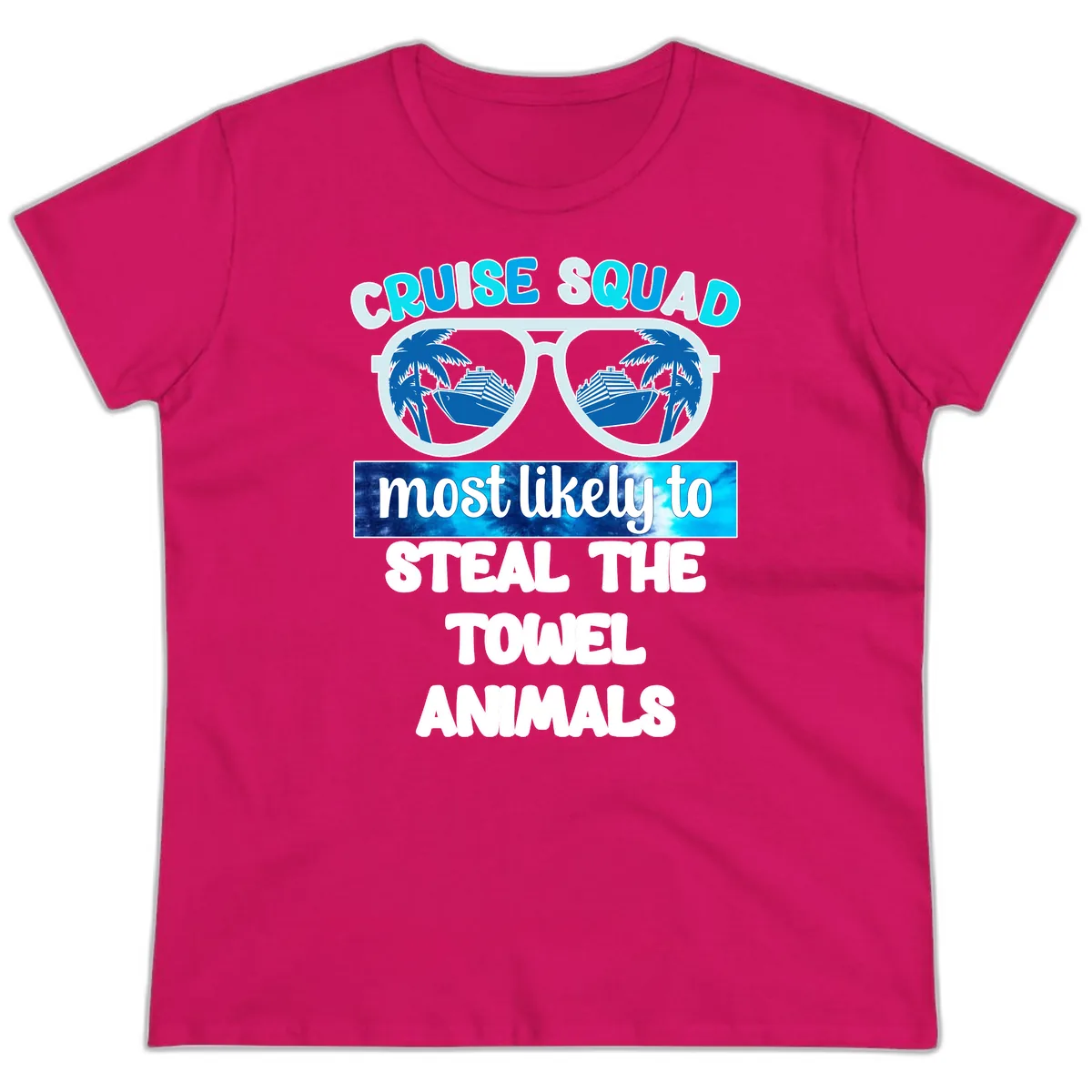 Cruise Squad Towel Thieves Ladies Tee in Heliconia
