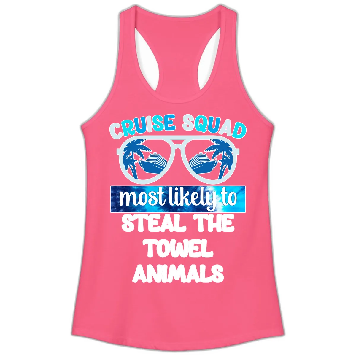 Cruise Squad Towel Thieves Ladies Tank in Solid Hot Pink