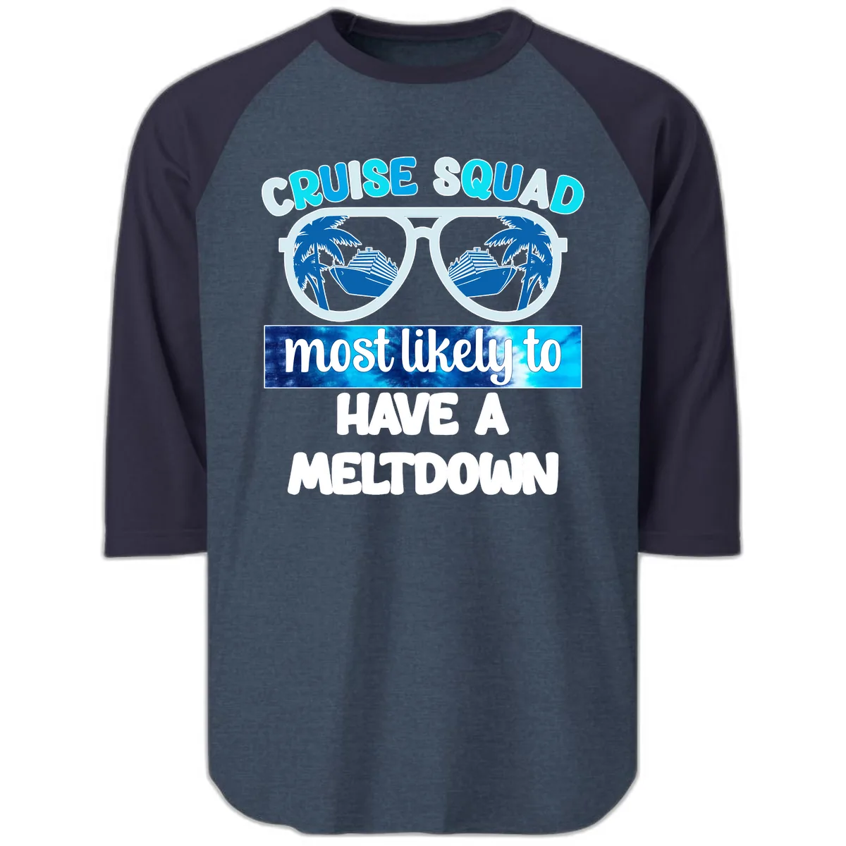 Cruise Squad Meltdown Raglan 3/4 in Heather Denim Navy