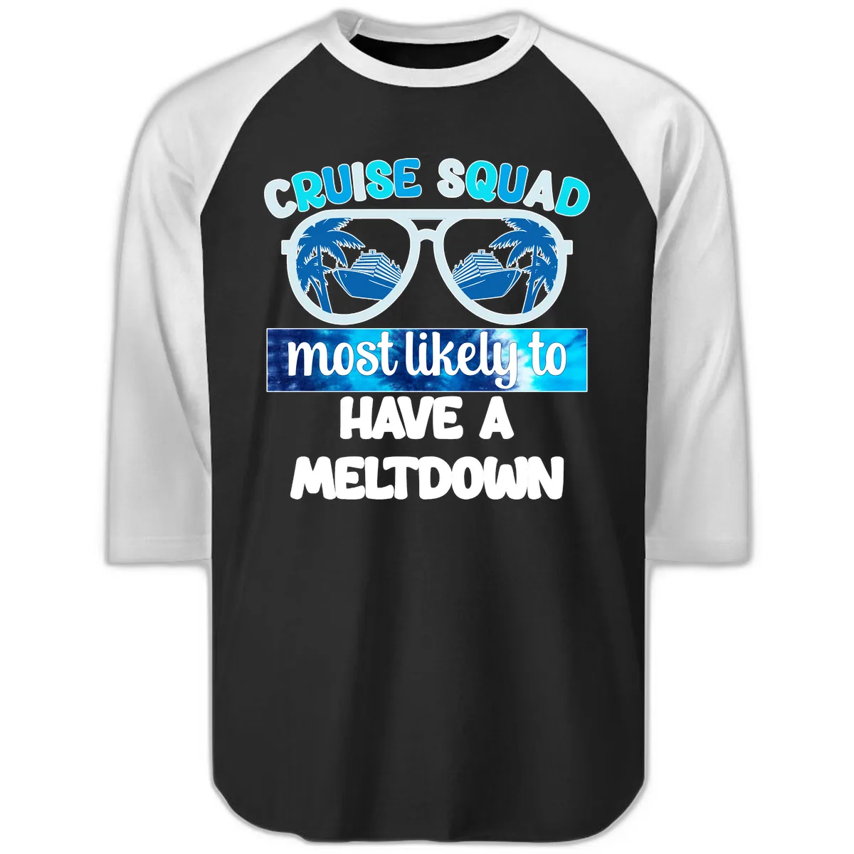 Cruise Squad Meltdown Raglan 3/4 in Black White