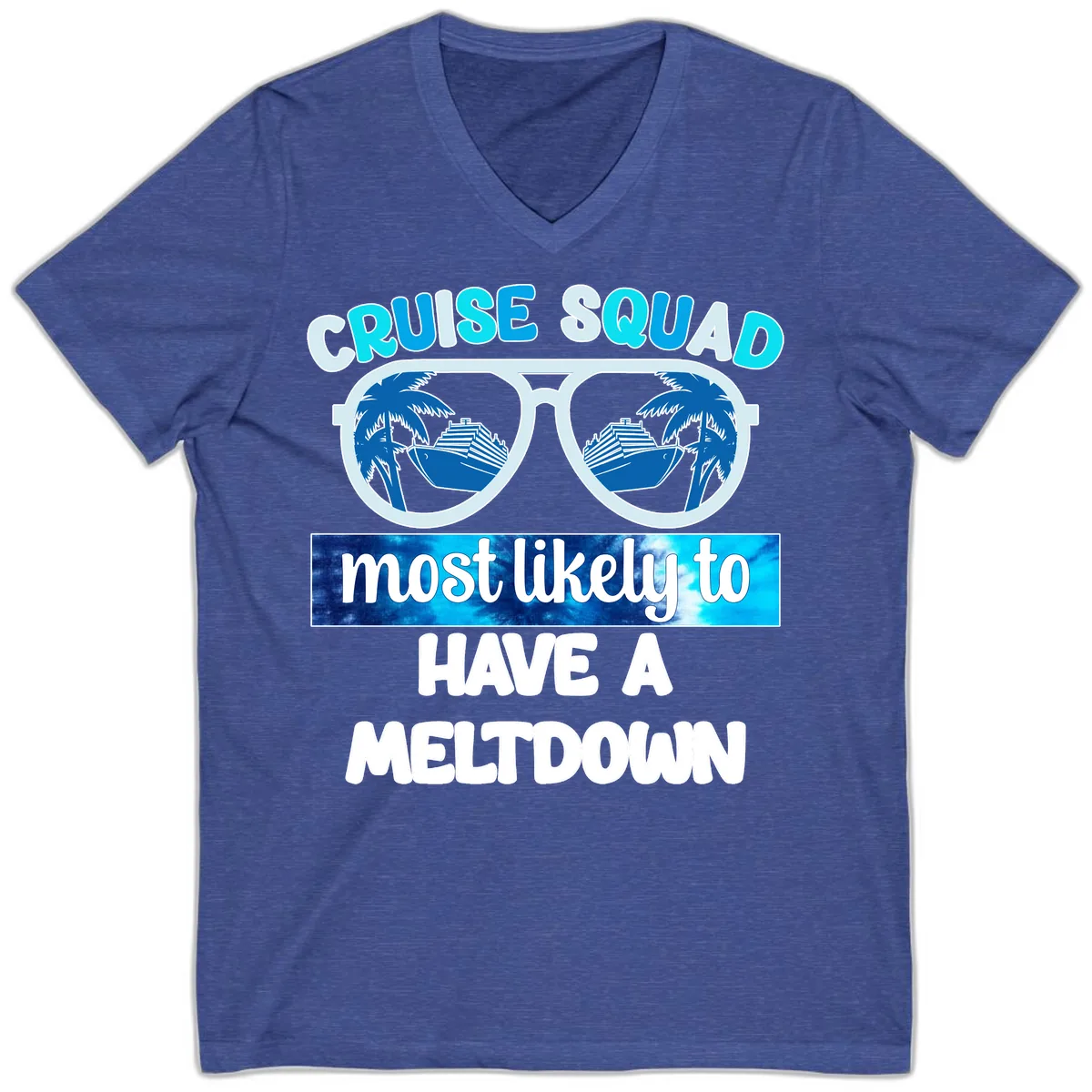 Cruise Squad Meltdown V-Neck in Heather True Royal