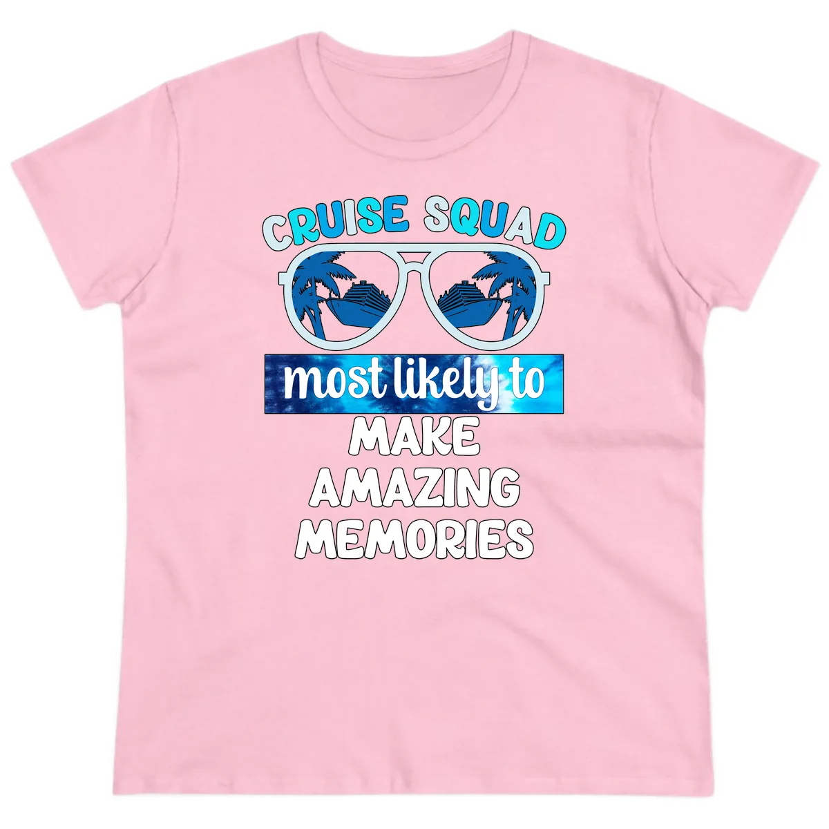 Cruise Squad Amazing Memories Ladies Tee in Light Pink
