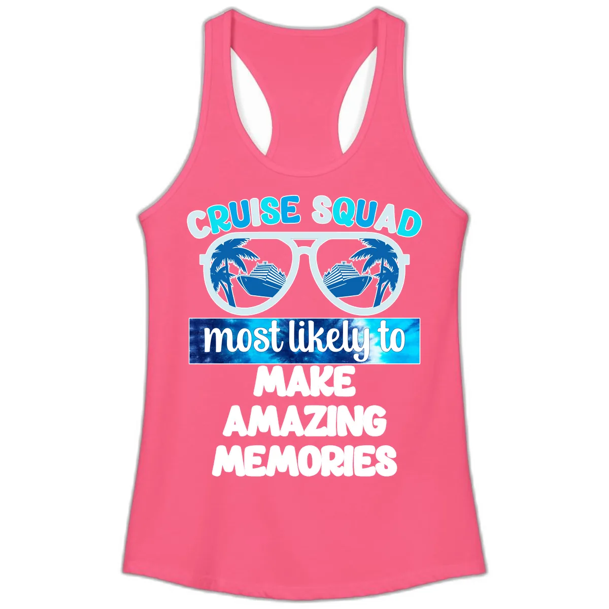 Cruise Squad Amazing Memories Ladies Tank in Solid Hot Pink