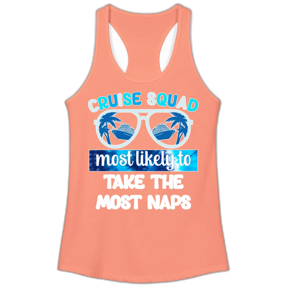 Cruise Squad Most Likely To Nap Ladies Tank in Solid Light Orange