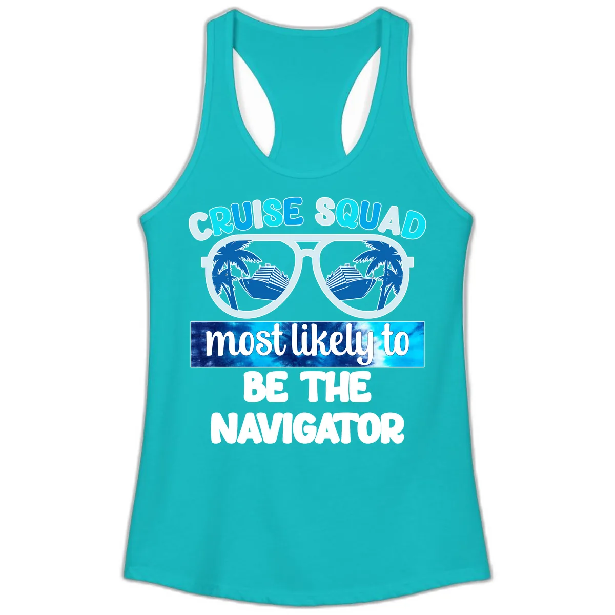 Cruise Squad Navigator Sunglasses Ladies Tank in Tahiti Blue