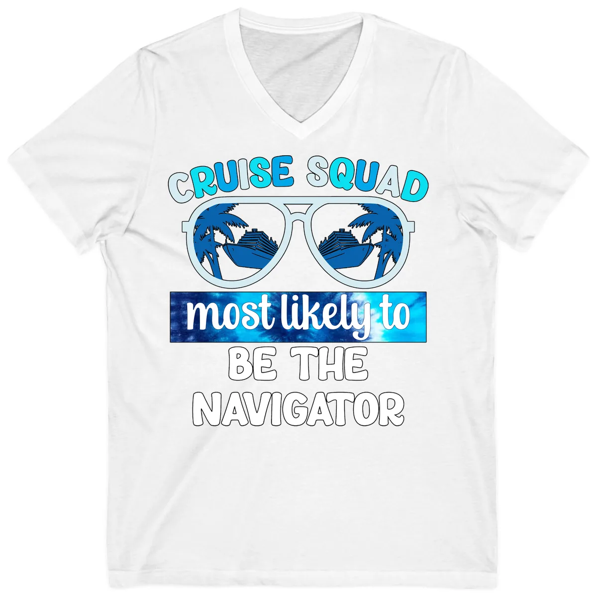 Cruise Squad Navigator Sunglasses V-Neck in White