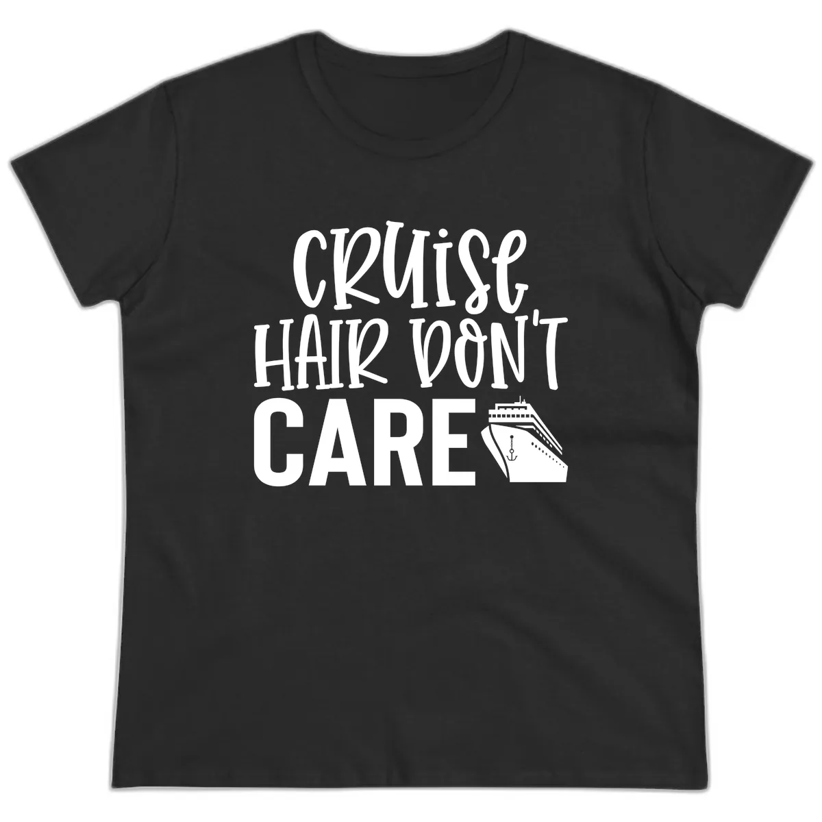 Cruise Hair Don't Care Ladies Tee in Black