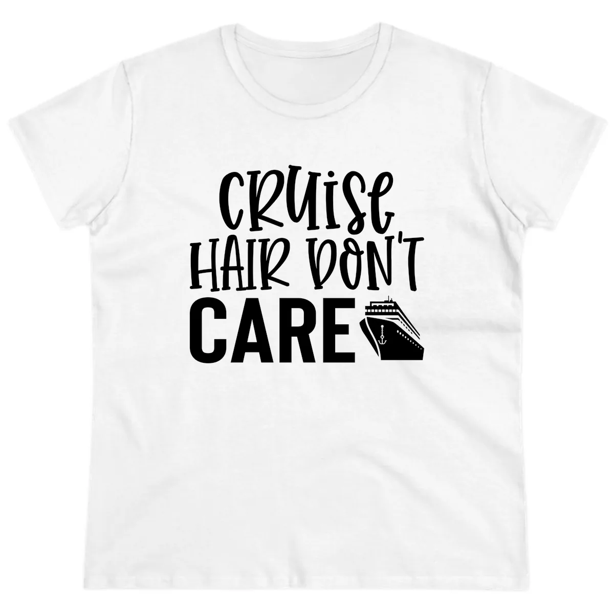 Cruise Hair Don't Care Ladies Tee in White