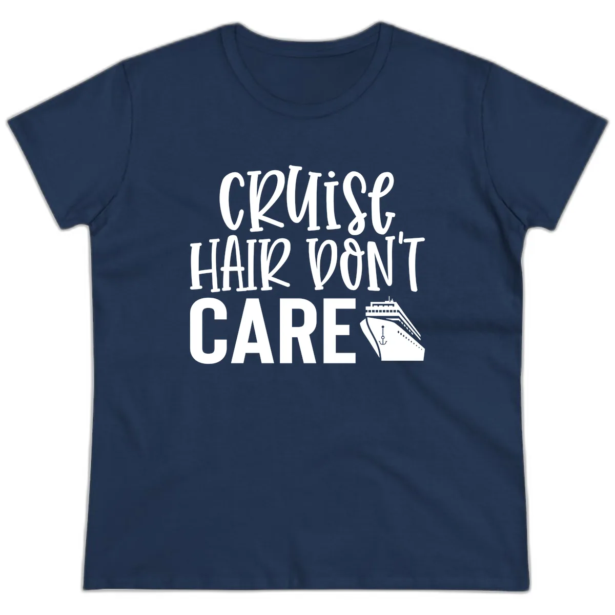 Cruise Hair Don't Care Ladies Tee in Navy