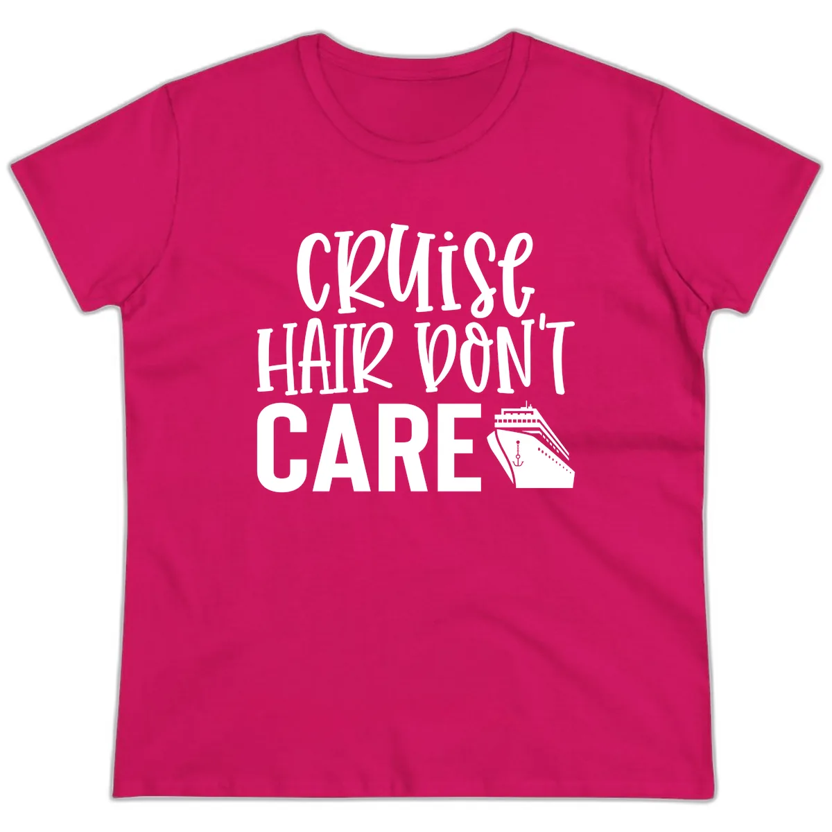 Cruise Hair Don't Care Ladies Tee in Heliconia