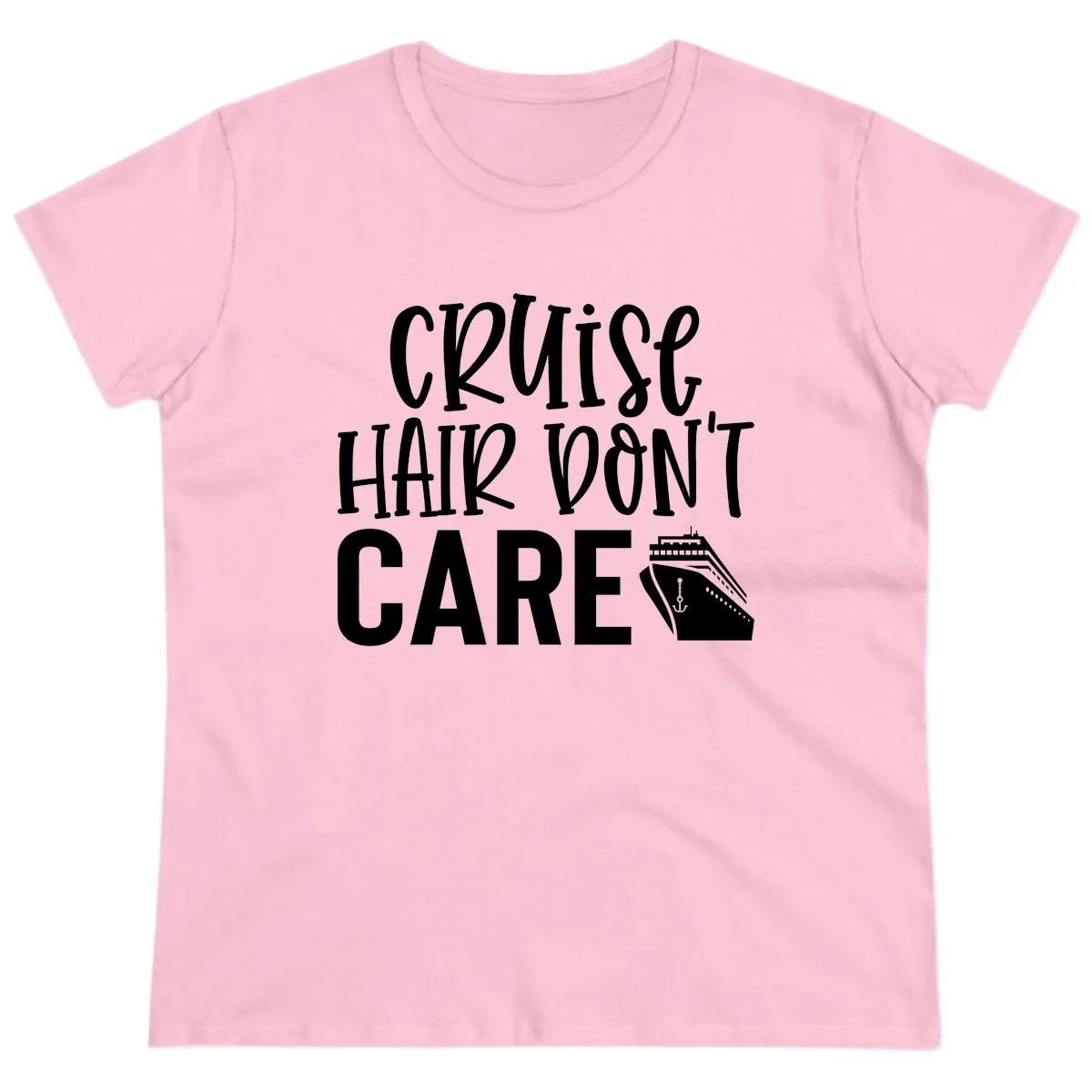 Cruise Hair Don't Care Ladies Tee in Light Pink