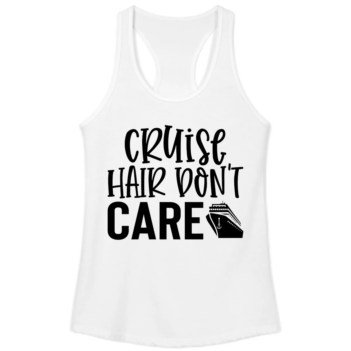 Cruise Hair Don't Care Ladies Tank in White
