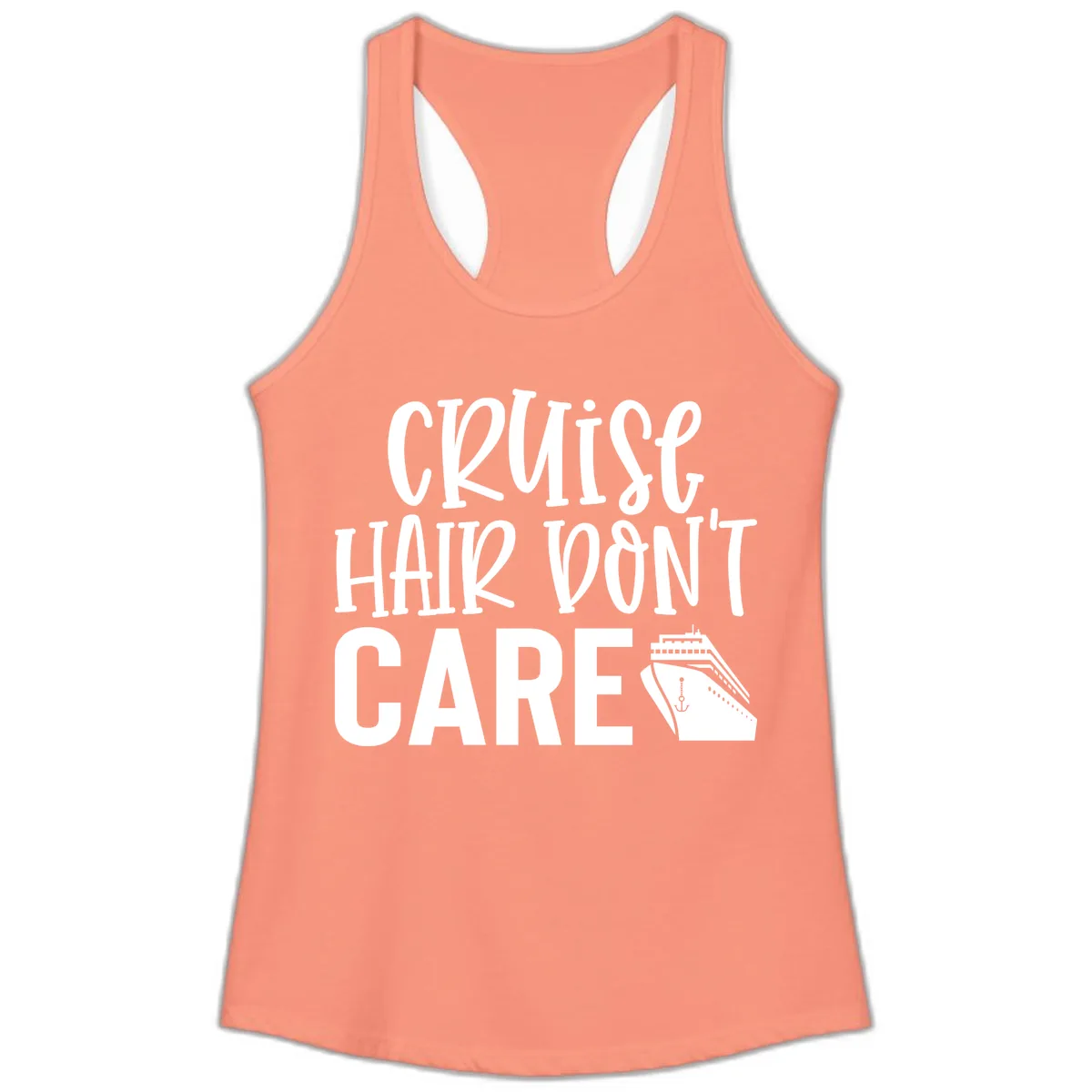 Cruise Hair Don't Care Ladies Tank in Solid Light Orange