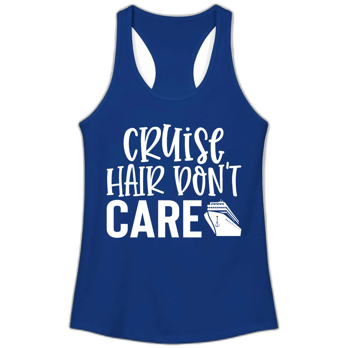 Cruise Hair Don't Care Ladies Tank in Solid Royal