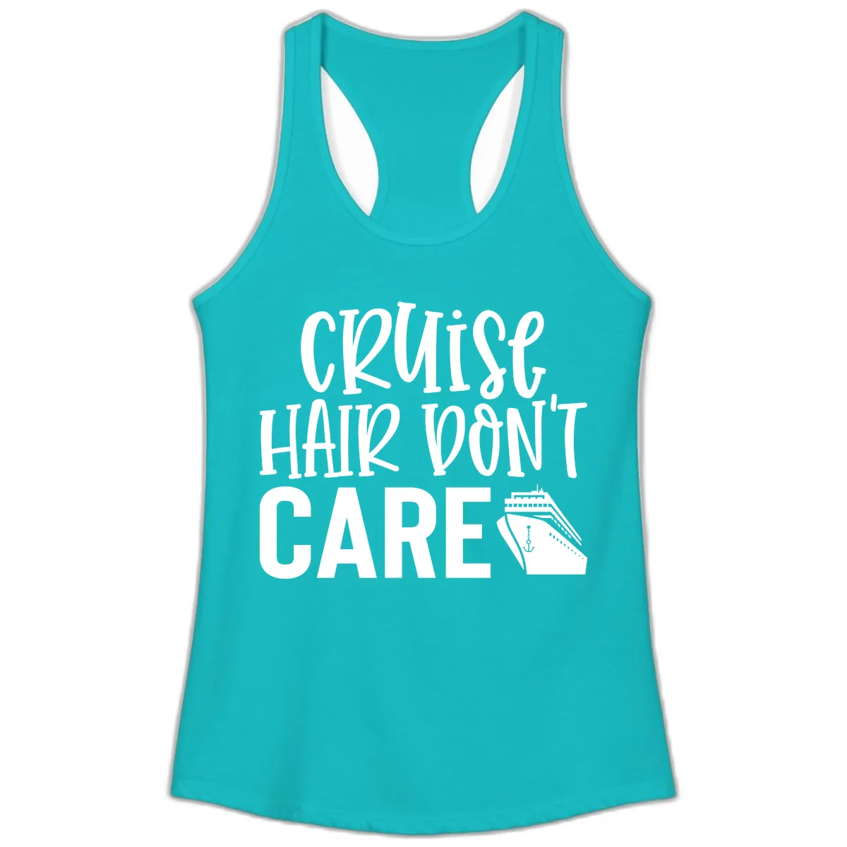 Cruise Hair Don't Care Ladies Tank in Tahiti Blue