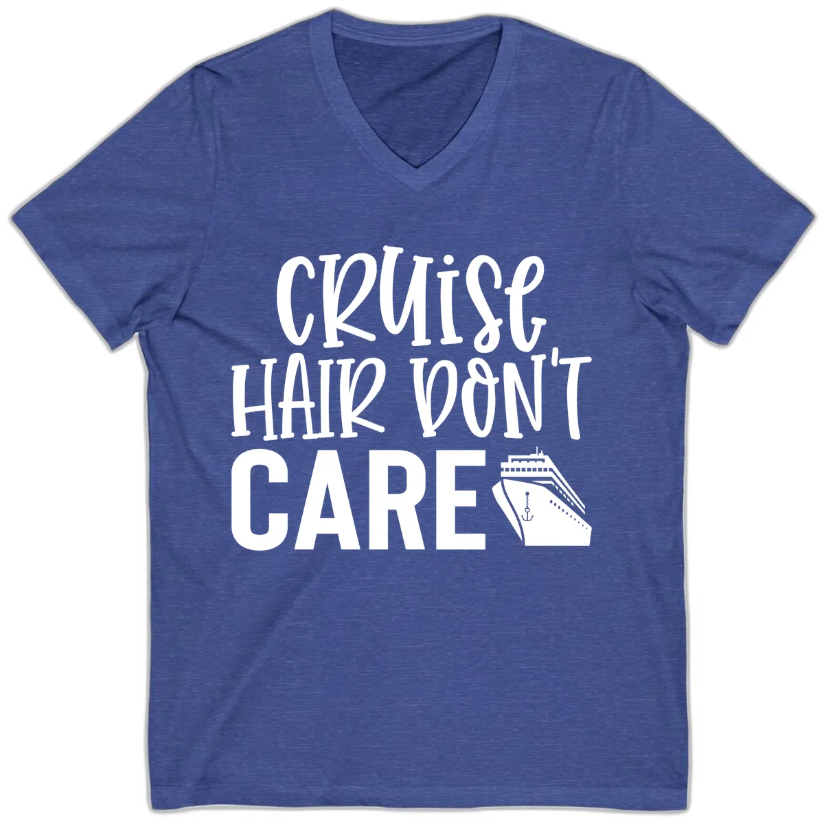 Cruise Hair Don't Care V-Neck in Heather True Royal