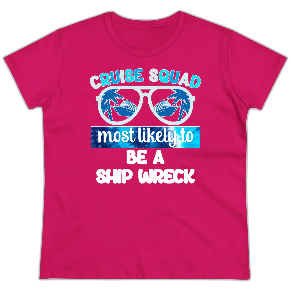 Cruise Squad Ship Wreck Ladies Tee in Heliconia