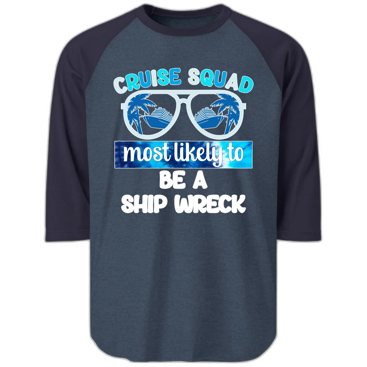Cruise Squad Ship Wreck Raglan 3/4 in Heather Denim Navy