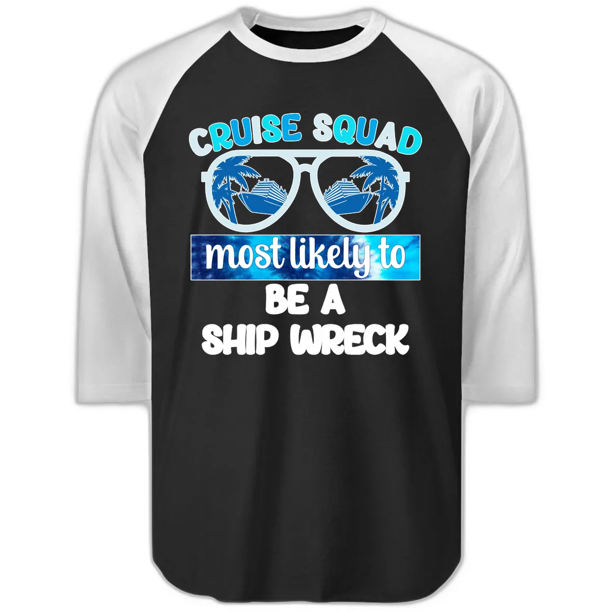 Cruise Squad Ship Wreck Raglan 3/4 in Black White