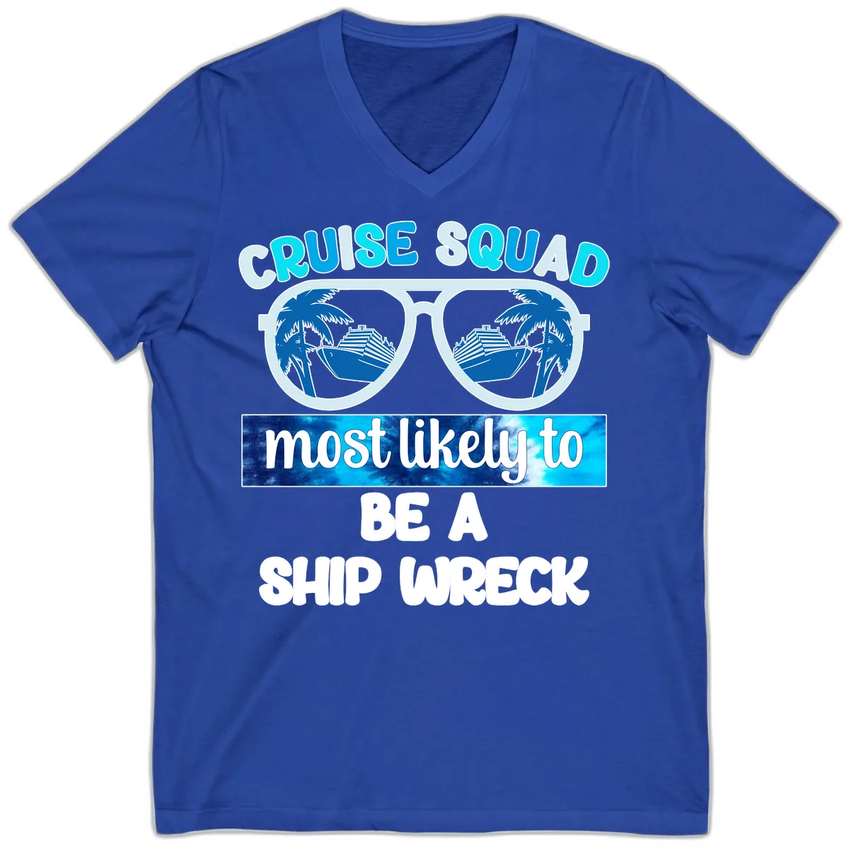 Cruise Squad Ship Wreck V-Neck in True Royal