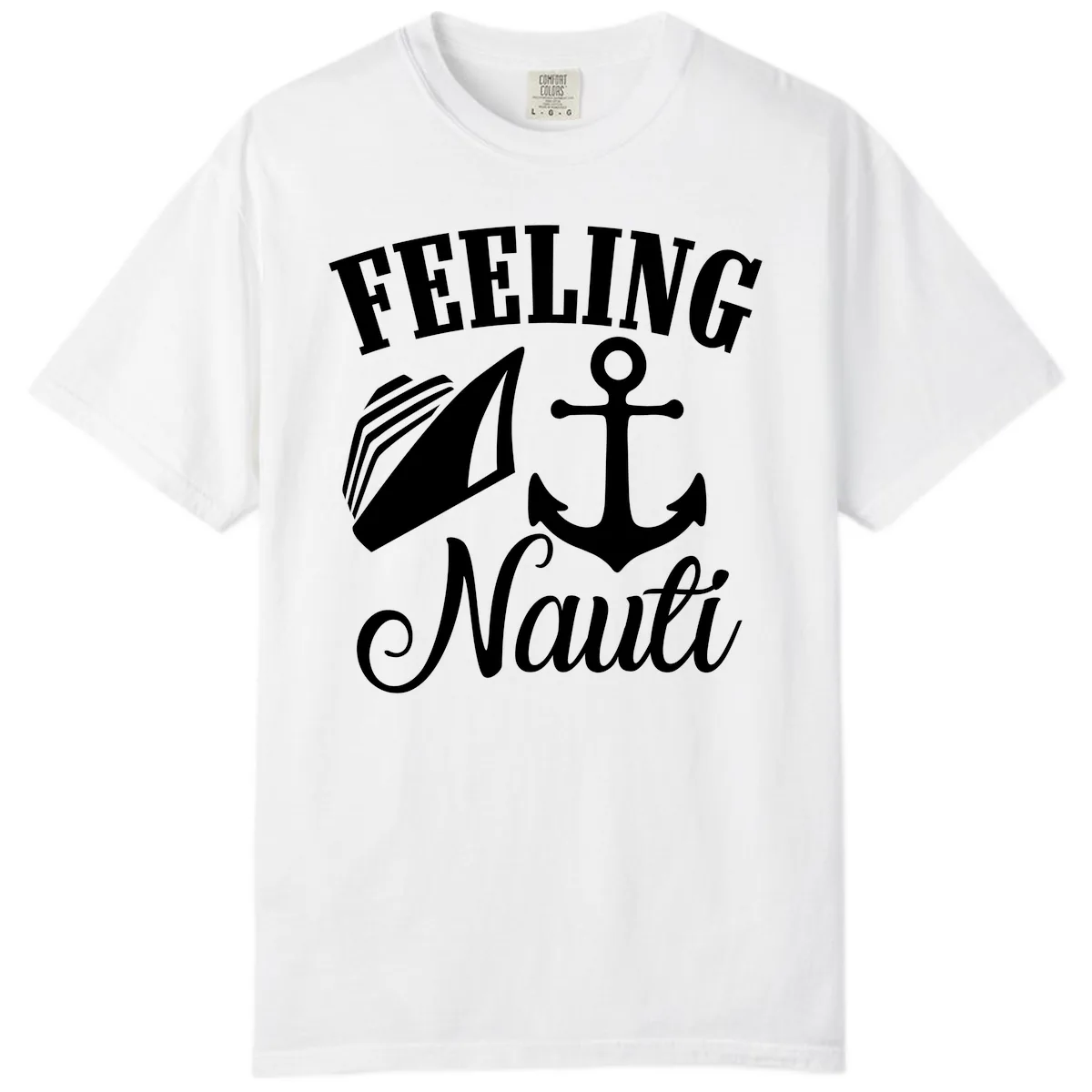 Feeling Nauti Anchor & Sailboat Comfort Color in White