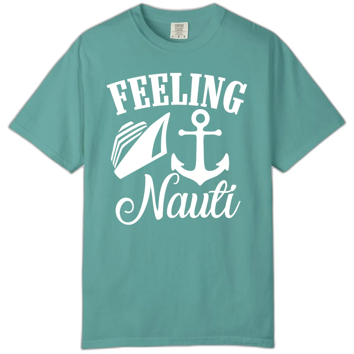 Feeling Nauti Anchor & Sailboat Comfort Color in Seafoam