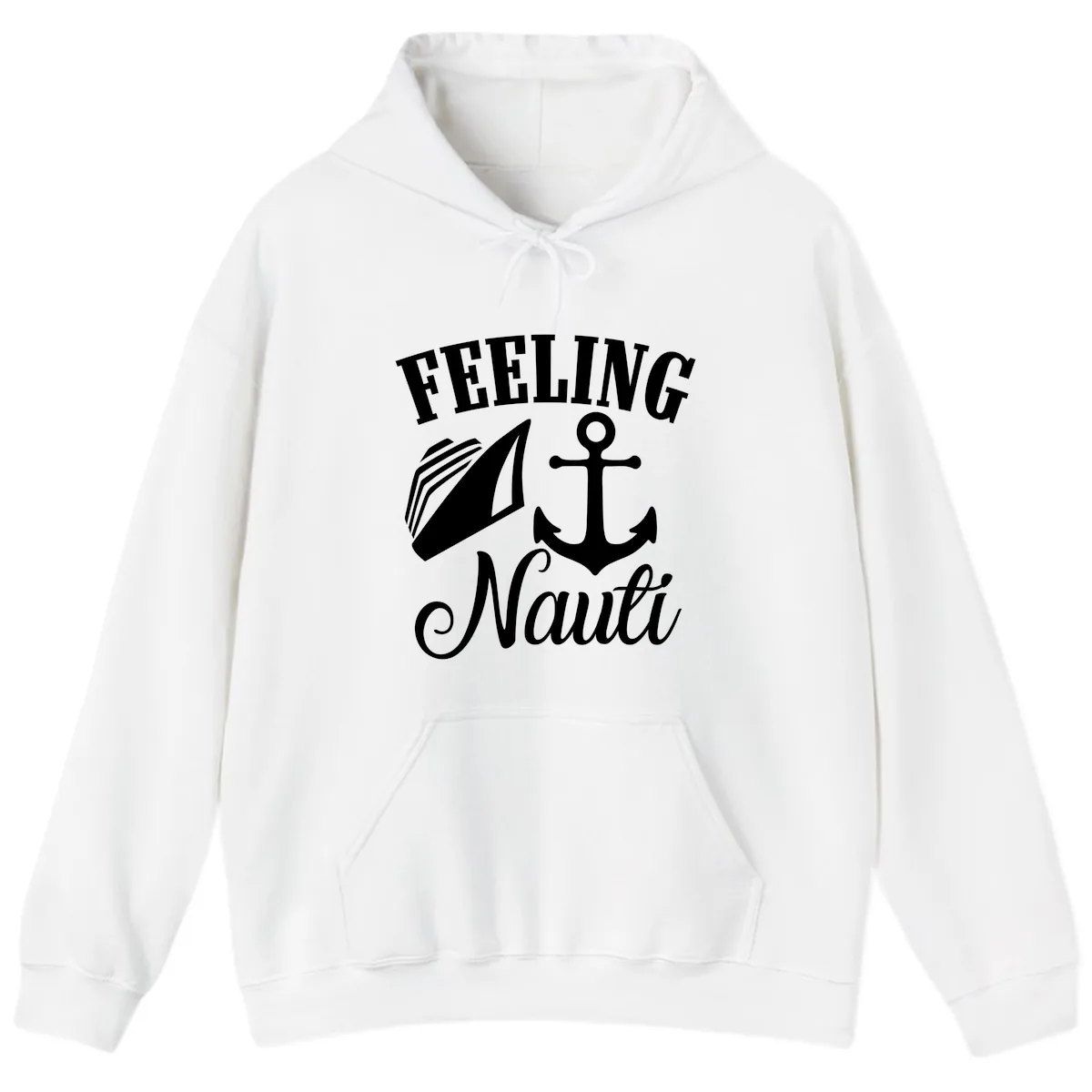 Feeling Nauti Anchor & Sailboat Hoodie in White