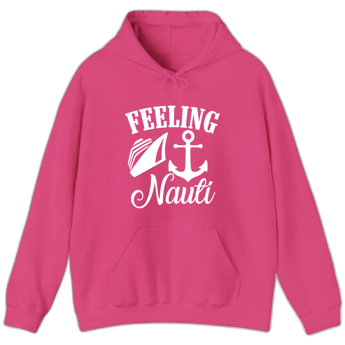 Feeling Nauti Anchor & Sailboat Hoodie in Heliconia