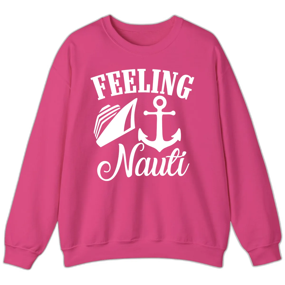 Feeling Nauti Anchor & Sailboat Sweatshirt in Heliconia