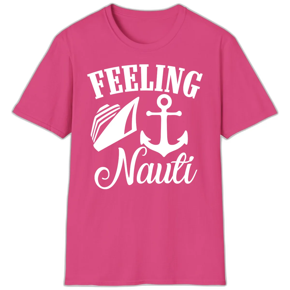 Feeling Nauti Anchor & Sailboat T-Shirt in Heliconia