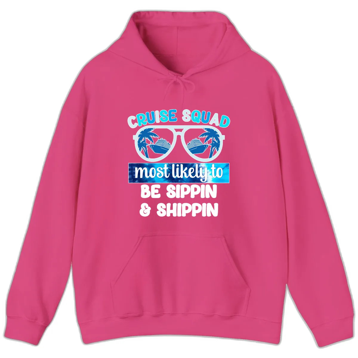 Cruise Squad Sippin & Shippin Hoodie in Heliconia