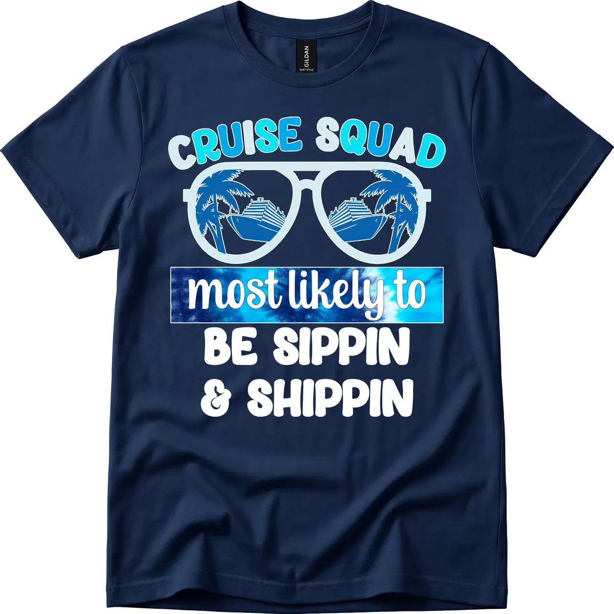 Cruise Squad Sippin & Shippin T-Shirt in Navy