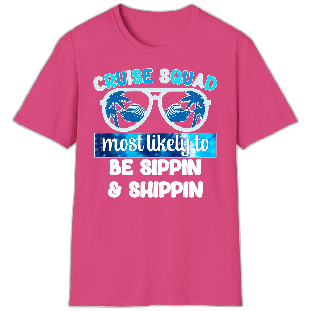 Cruise Squad Sippin & Shippin T-Shirt in Heliconia