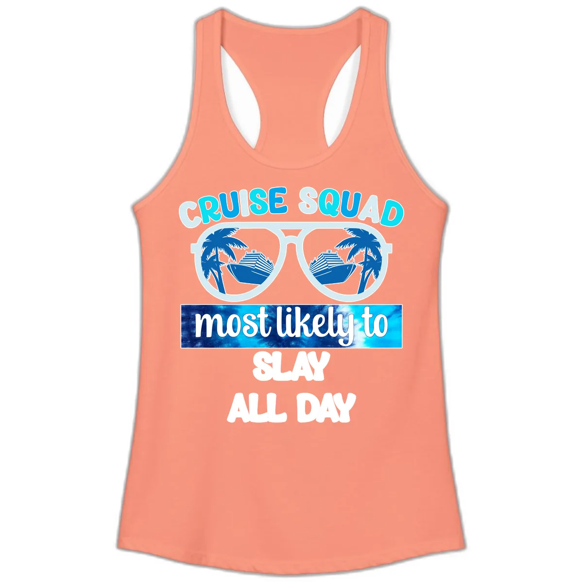 Cruise Squad Slay All Day Ladies Tank in Solid Light Orange