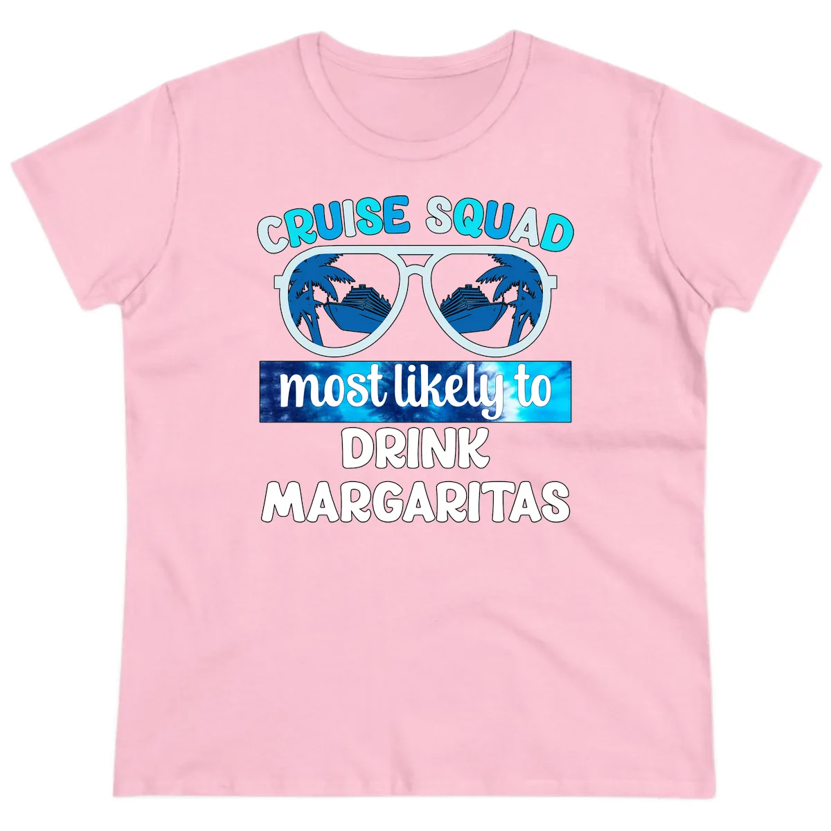Cruise Squad Margarita Vibes Ladies Tee in Light Pink
