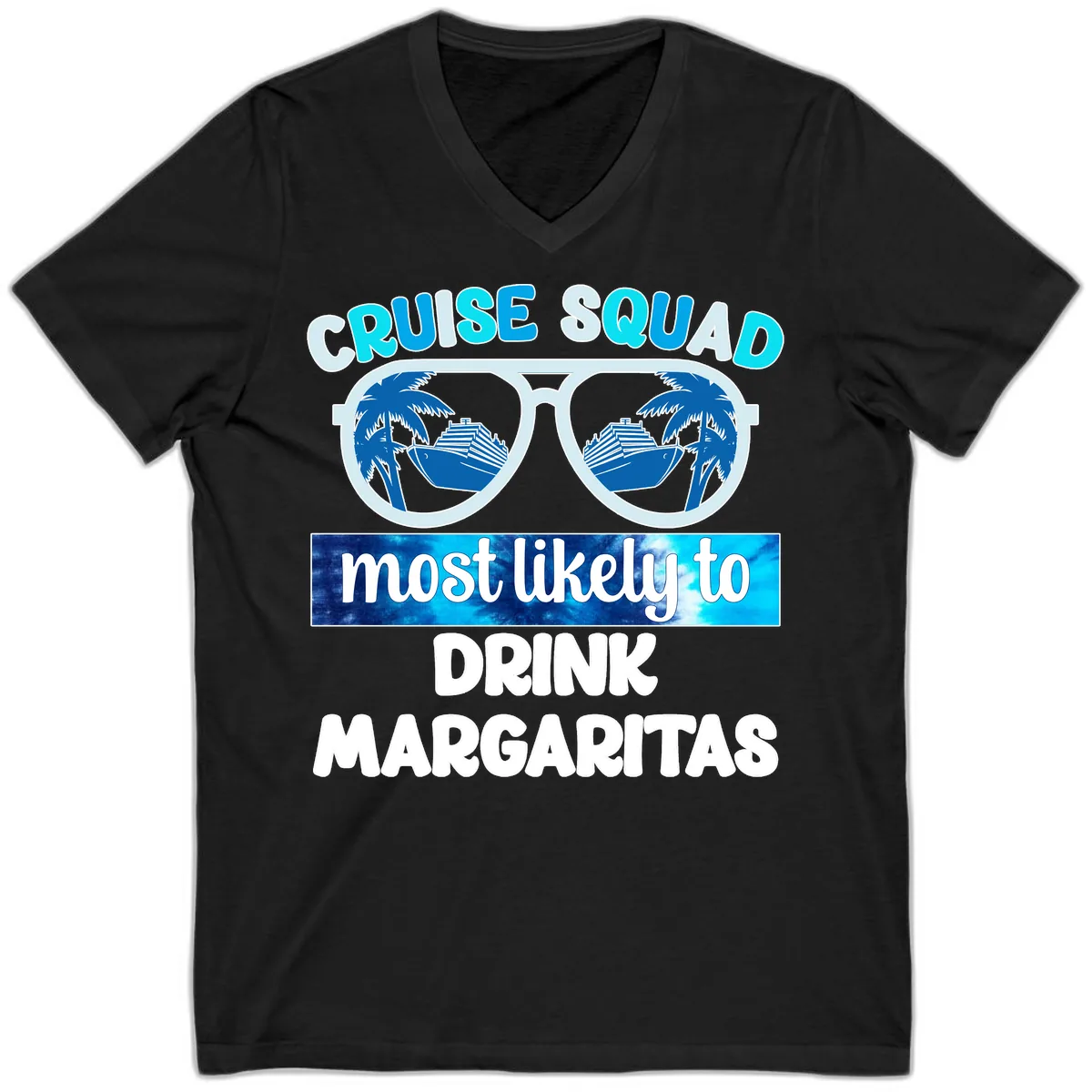Cruise Squad Margarita Vibes V-Neck in Black