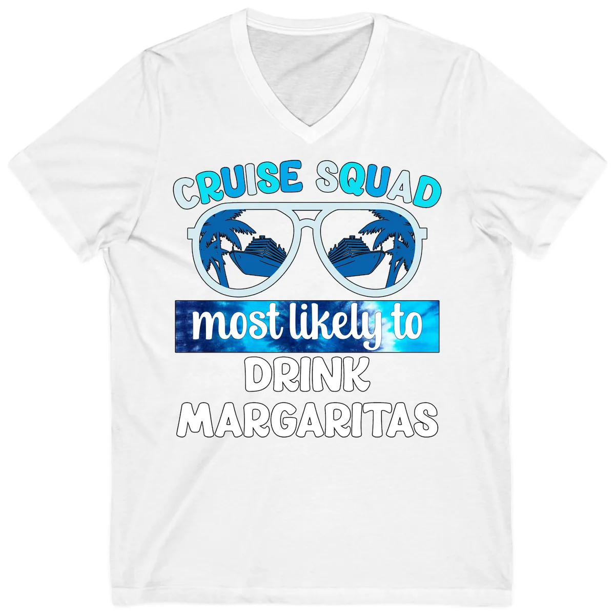 Cruise Squad Margarita Vibes V-Neck in White
