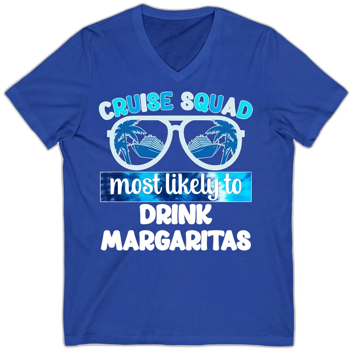Cruise Squad Margarita Vibes V-Neck in True Royal