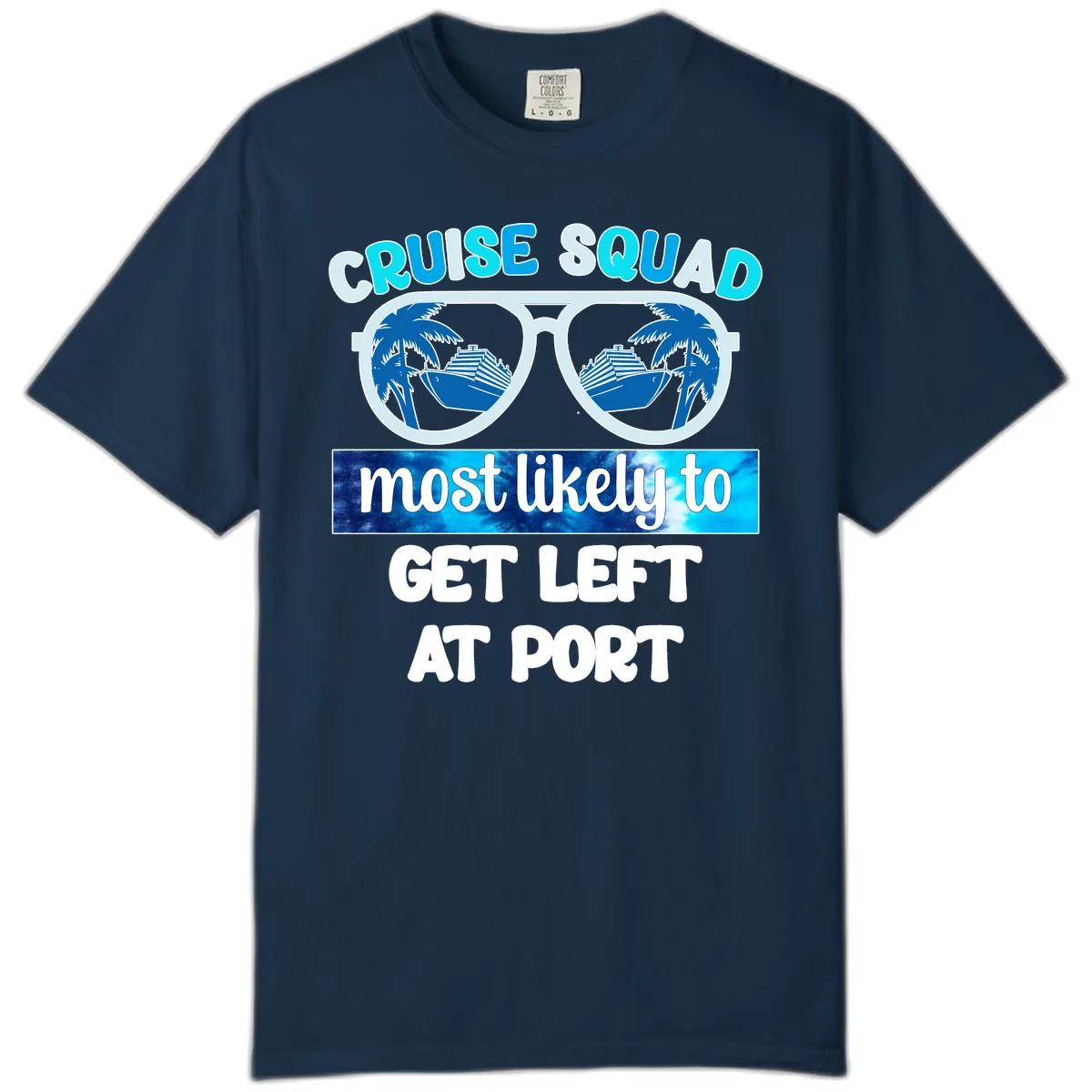 Cruise Squad Left At Port Comfort Color in True Navy