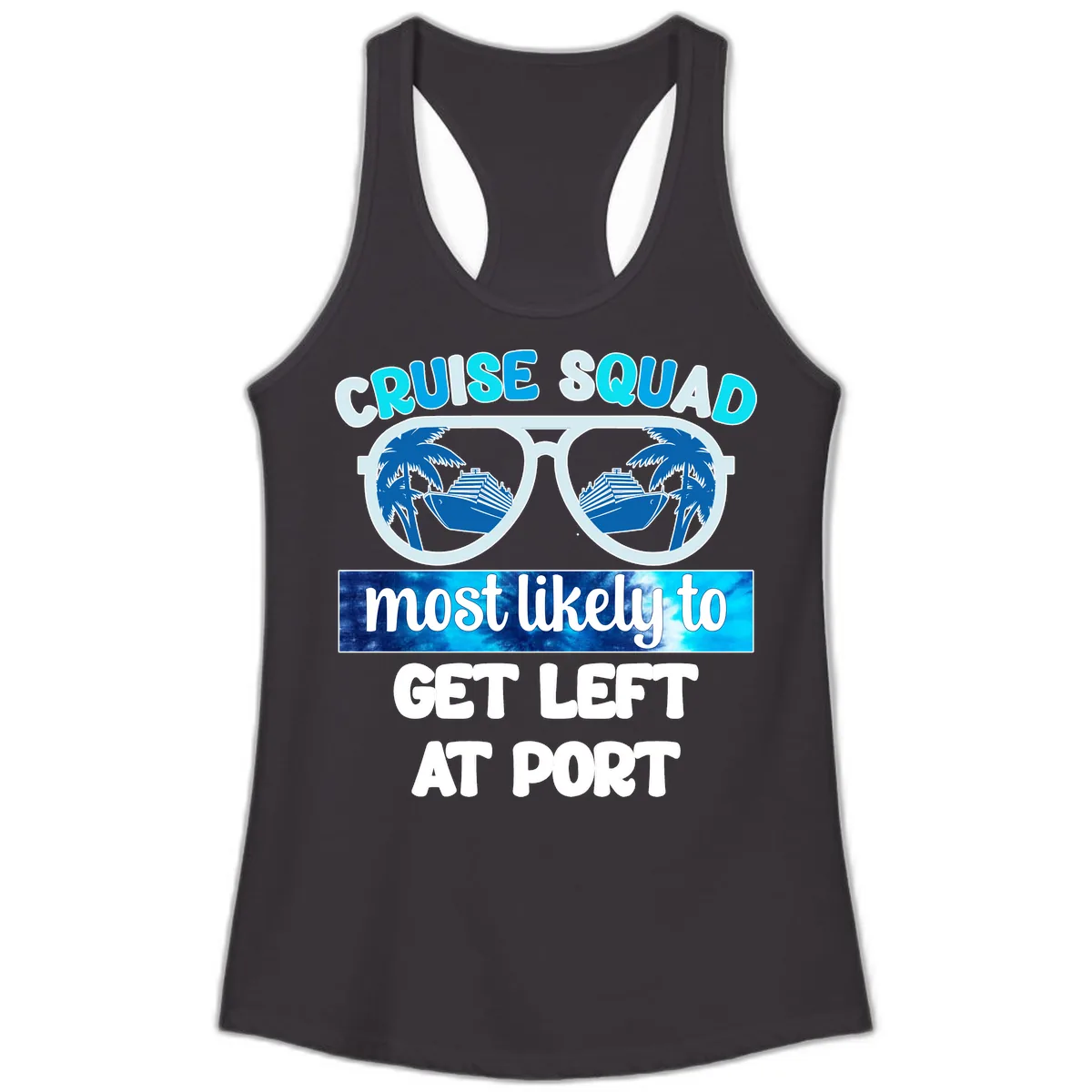 Cruise Squad Left At Port Ladies Tank in Black