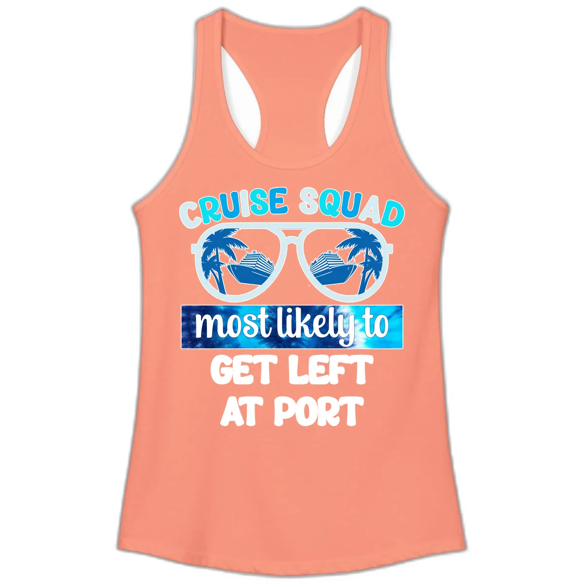 Cruise Squad Left At Port Ladies Tank in Solid Light Orange