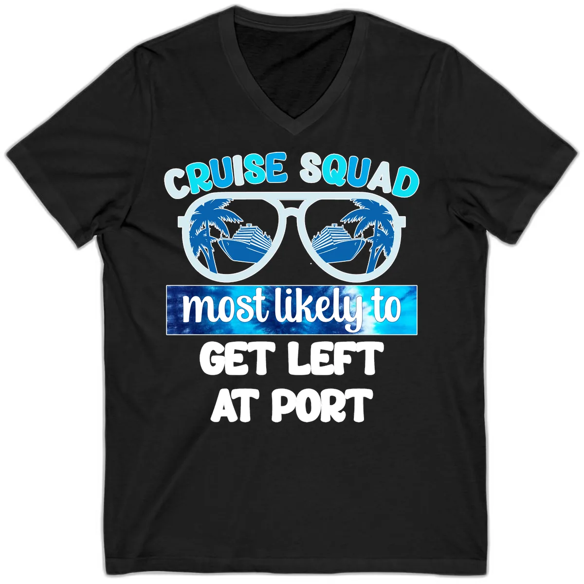 Cruise Squad Left At Port V-Neck in Black