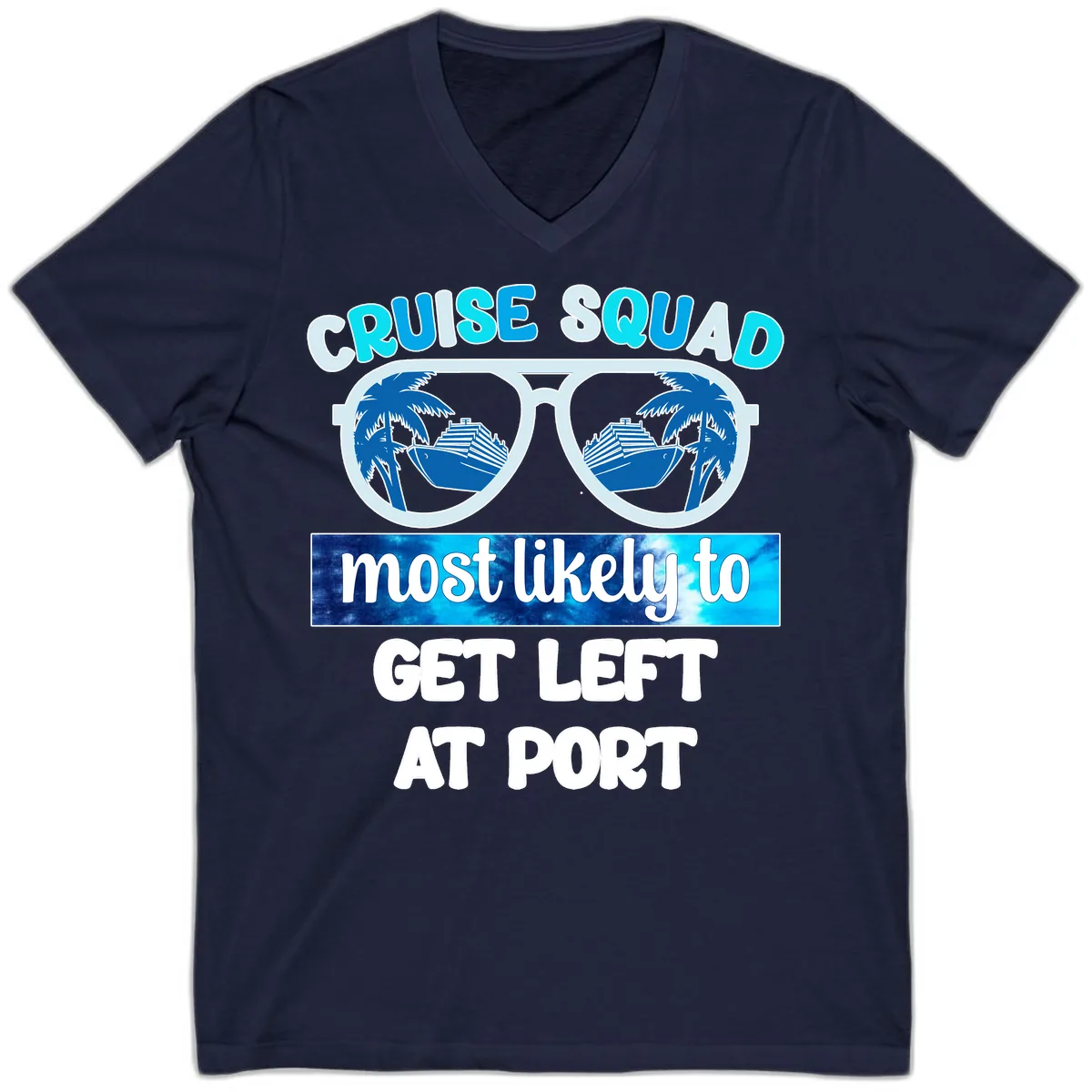 Cruise Squad Left At Port V-Neck in Navy