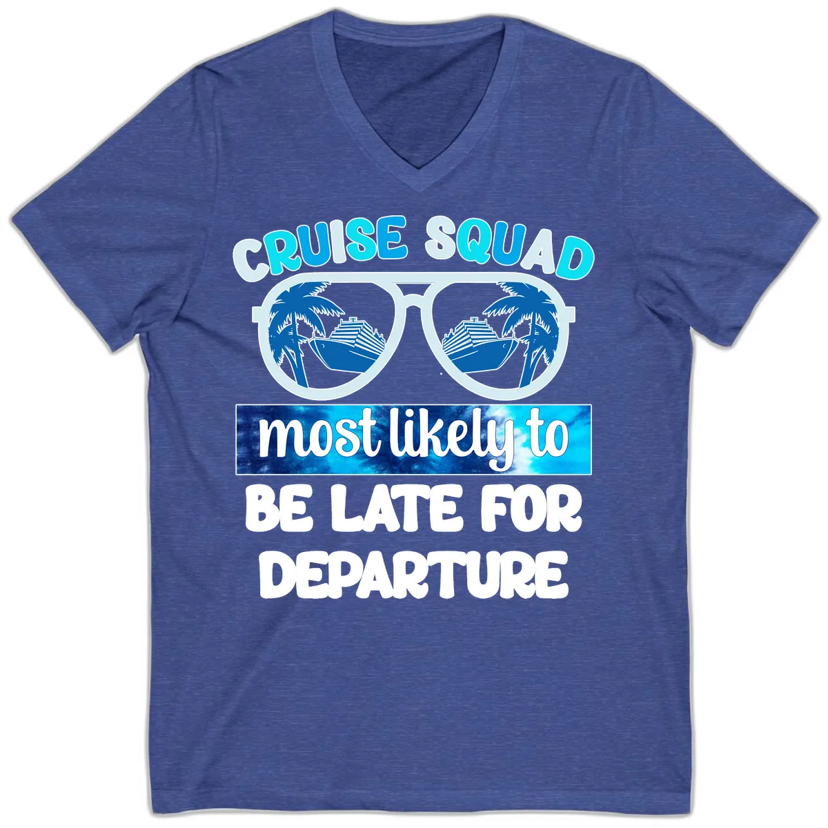 Cruise Squad Most Likely Late V-Neck in Heather True Royal