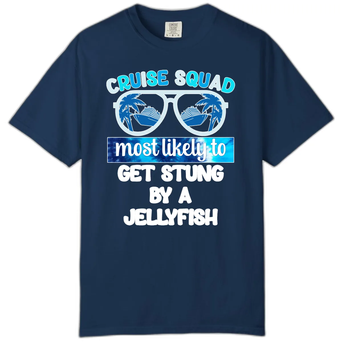Cruise Squad Jellyfish Stung Comfort Color in Navy