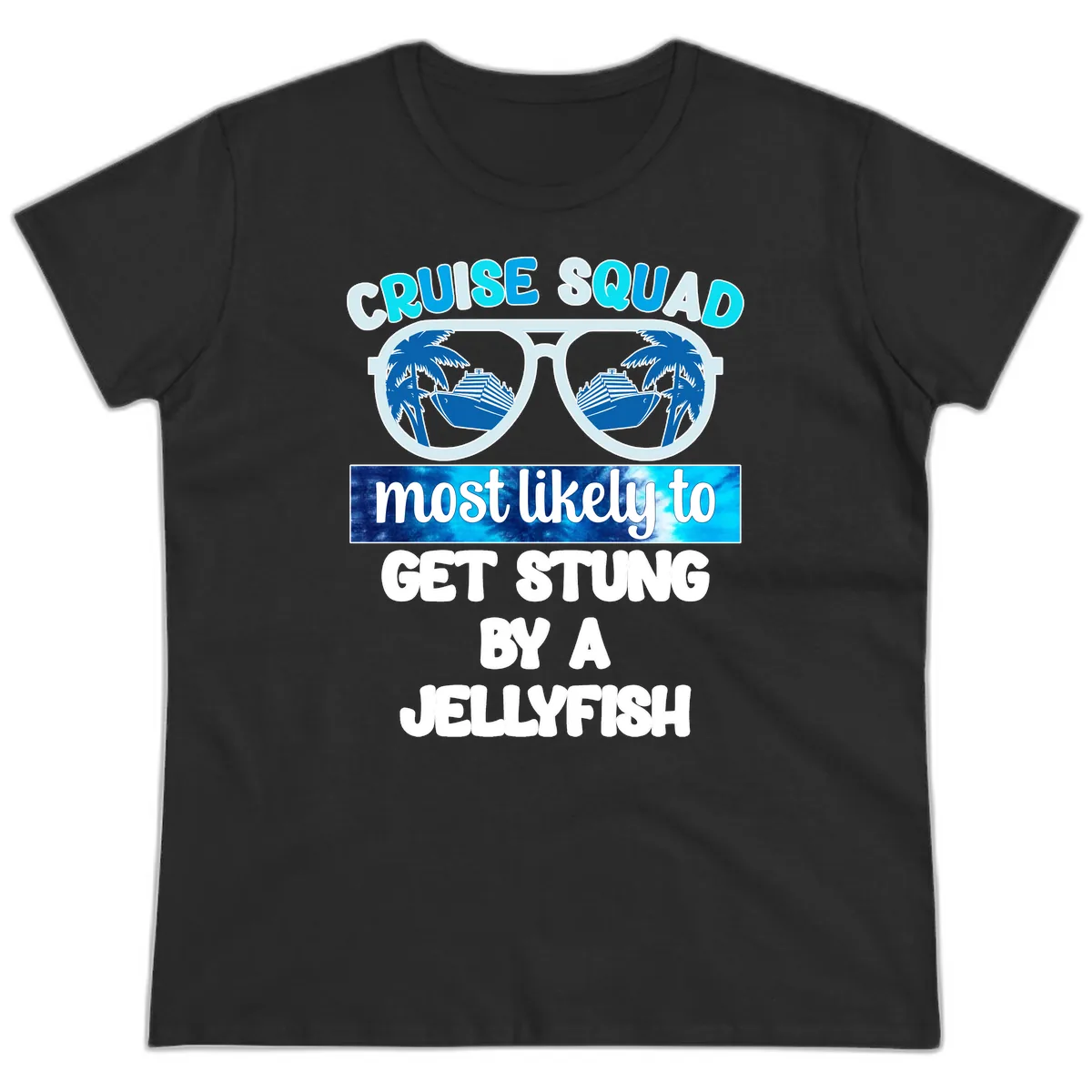 Cruise Squad Jellyfish Stung Ladies Tee in Black
