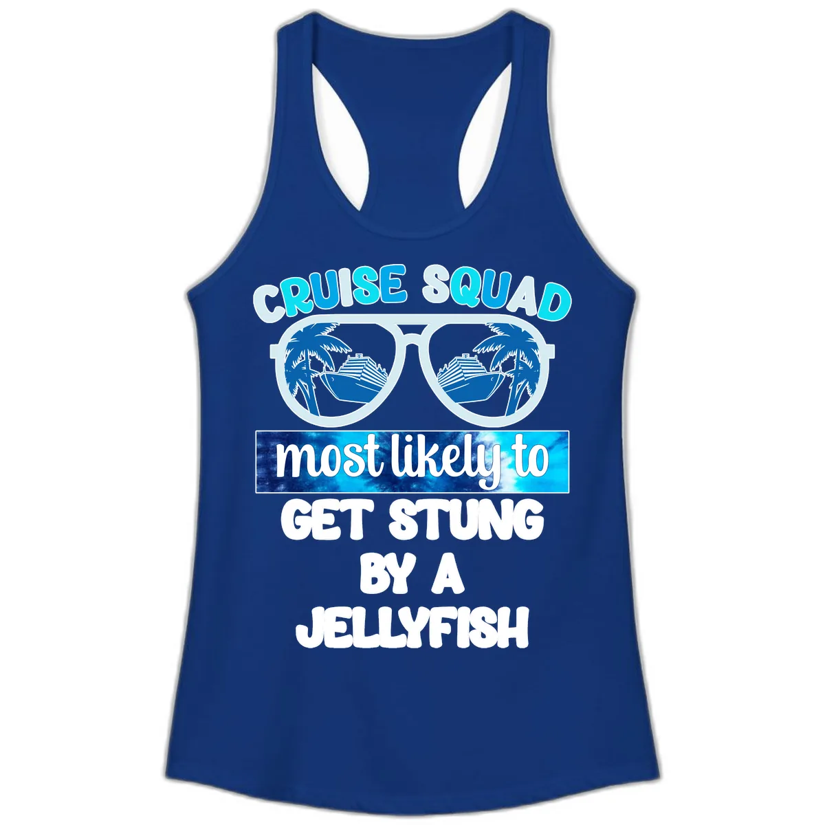 Cruise Squad Jellyfish Stung Ladies Tank in Solid Royal