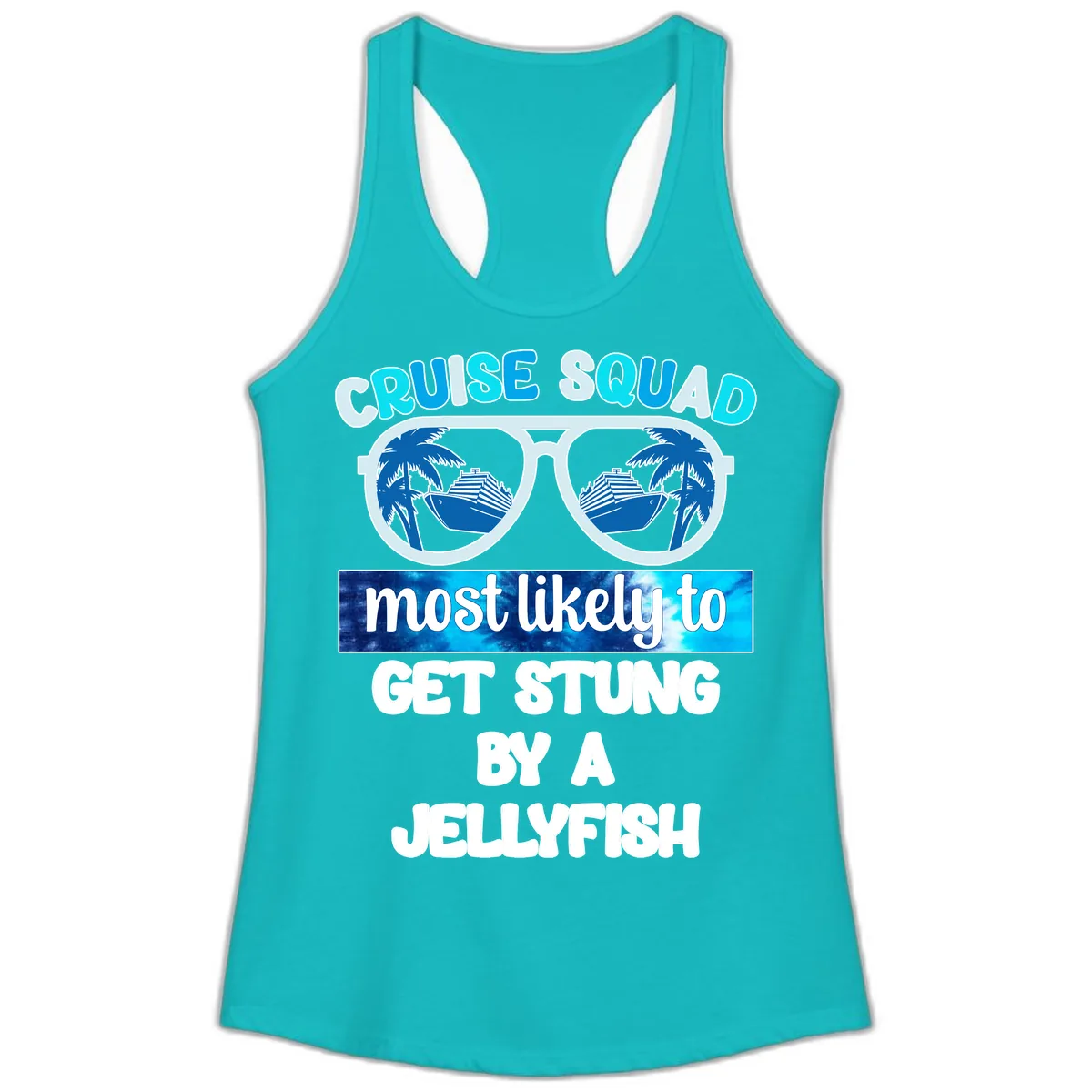 Cruise Squad Jellyfish Stung Ladies Tank in Tahiti Blue