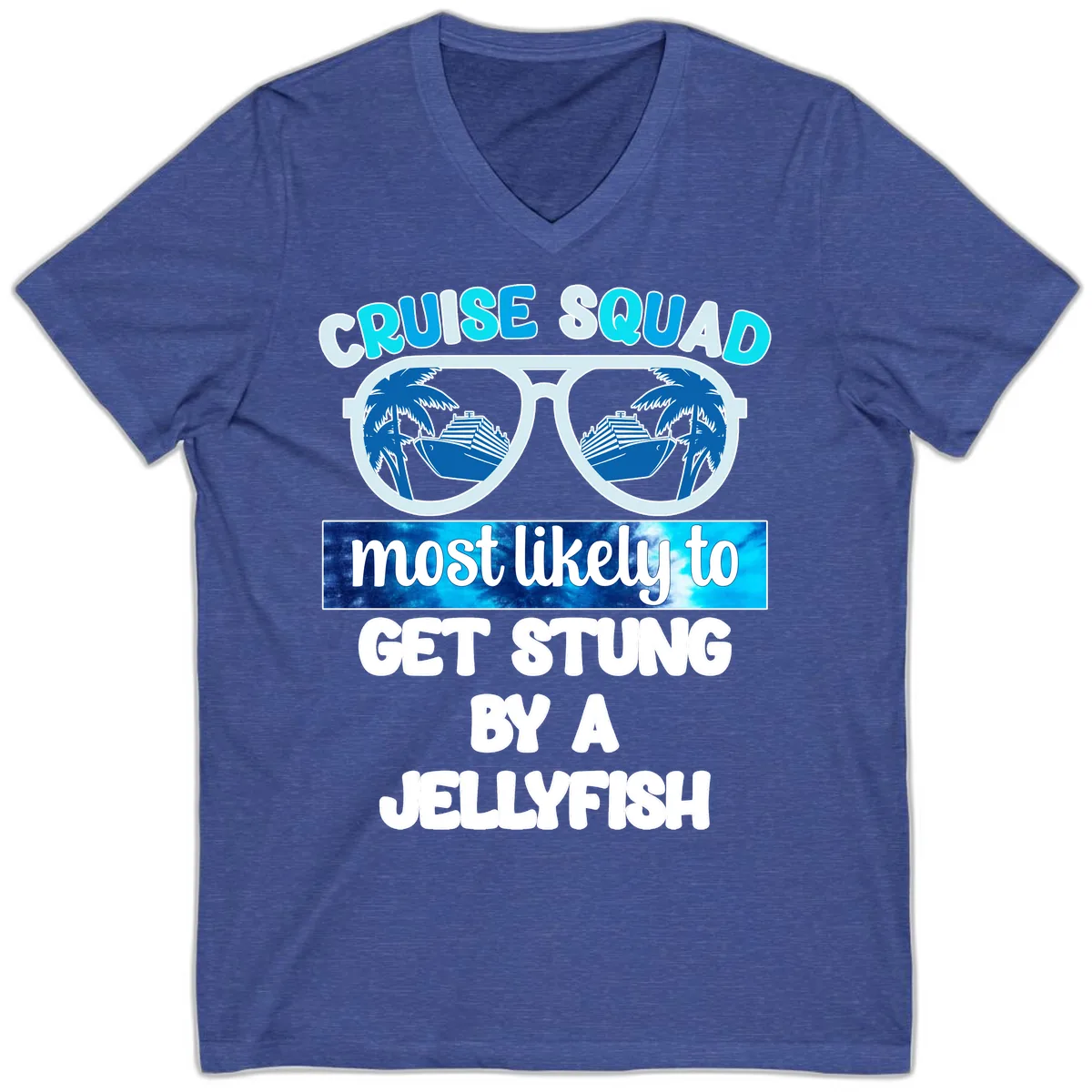 Cruise Squad Jellyfish Stung V-Neck in Heather True Royal